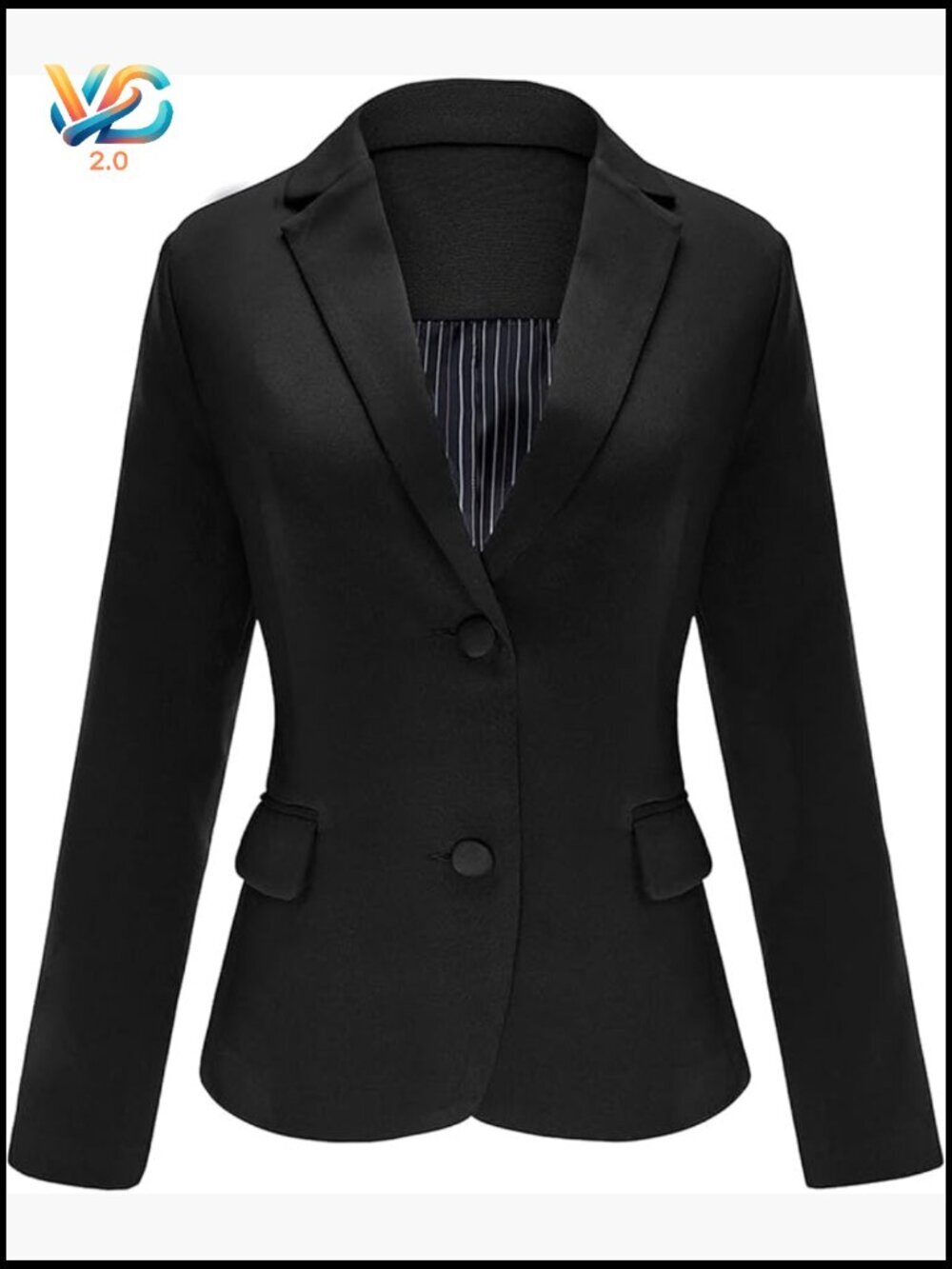 Women's Notched Lapel Blazer with Pockets, Button Closure, Office Work Jacket